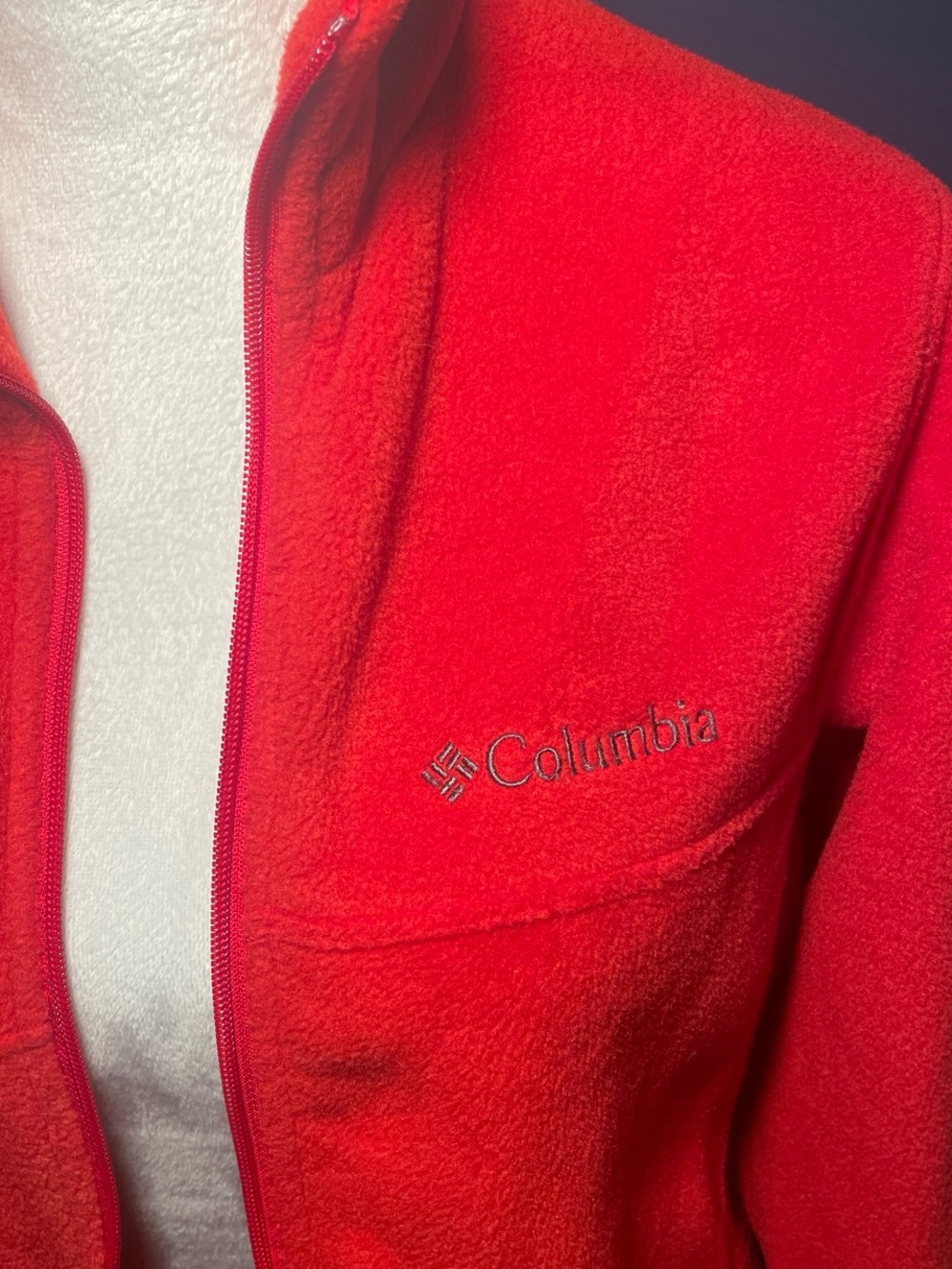 Columbia Men’s Red Fleece Jacket - Lightweight Full-Zip